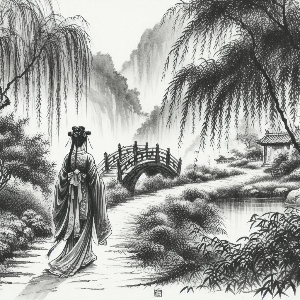 携扙来追柳外凉，画桥南畔倚胡床。